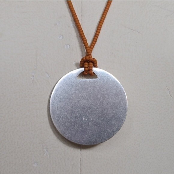 Madewell Orange Silver Circle Pendant Necklace - Picture 3 of 5